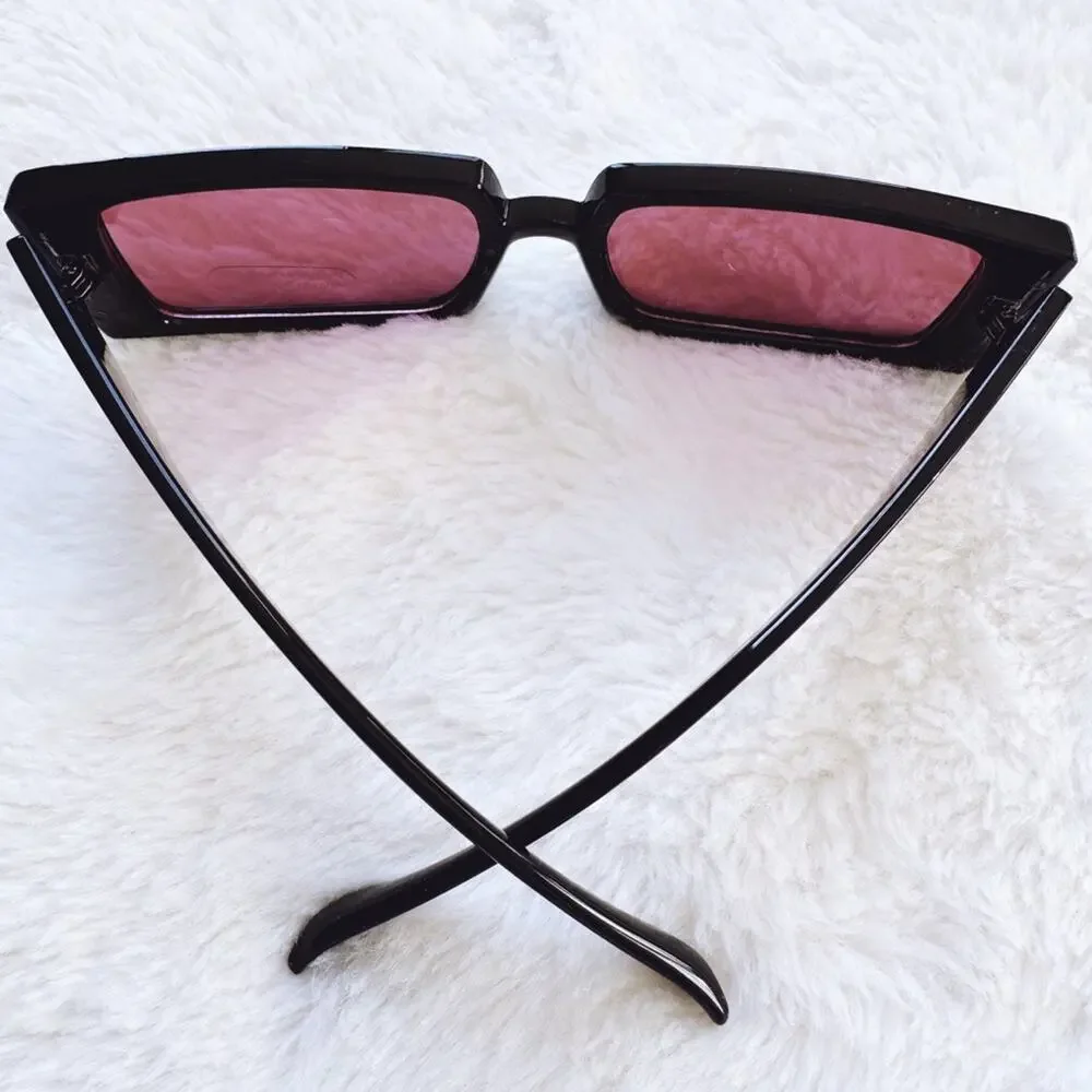 Aaron Black w/ Red Tint Rectangular Sunglasses